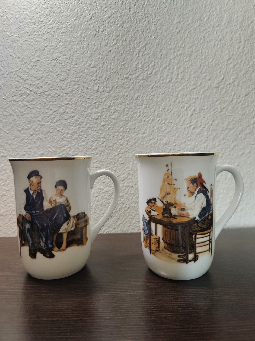 Lot 2 Norman Rockwell Collectable Mug Tea Cup Hot Cocoa Coffee Sailor Lighthouse